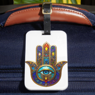 Goldfarbene Hamsa-Turquoise Saphir Drittes Auge  Gepäckanhänger