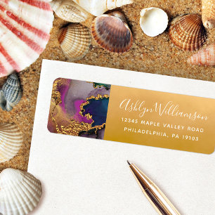 Goldfarbene lila blaue Marmoradresse