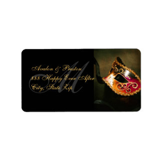Goldfarbene Masquerade-Maskenanschrift Adressaufkleber