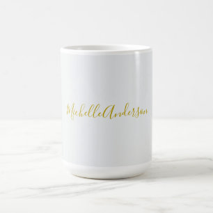 Goldfarbene moderne minimalistische handgeschriebe kaffeetasse