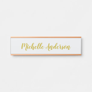 Goldfarbene moderne minimalistische handgeschriebe türschild