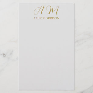 Goldfarbene Monogramm Anfangsbuchstabe Name Kallig Briefpapier
