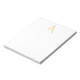 Goldfarbene Monogramm-Initialen Professionell Weiß Notizblock