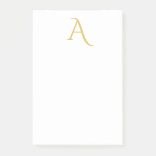 Goldfarbene Monogramm-Initialen Professionell Weiß Post-it Klebezettel