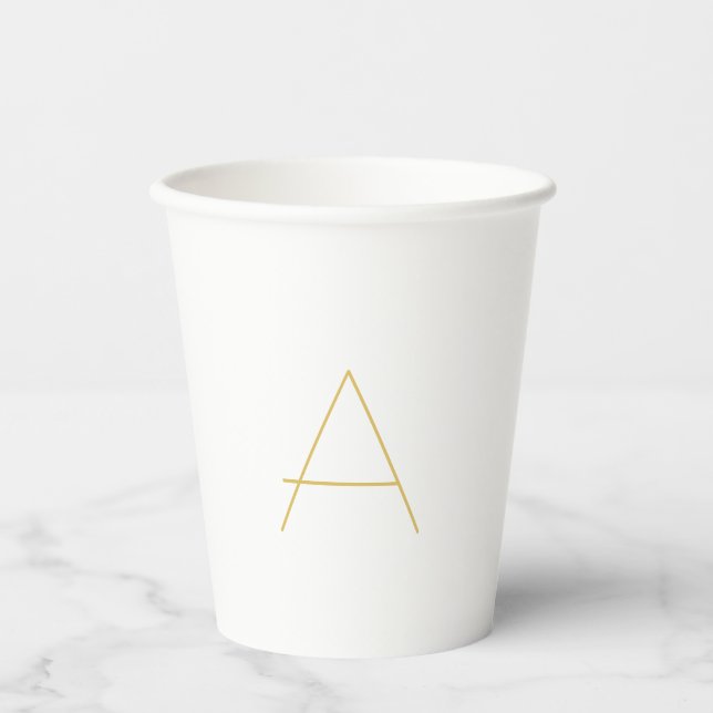 Goldfarbene Monogramm-Professionelle Anpassung Pappbecher (Vorderseite)