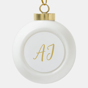 Goldfarbene Monogramm Professionelle Klassische In Keramik Kugel-Ornament