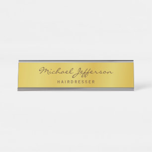 Goldfarbene professionelle Handschrift Schrift Schreibtischnamensplakette