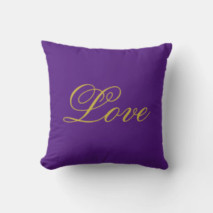 Goldfarbene Schrift Liebe Lila Kalligrafie Kissen