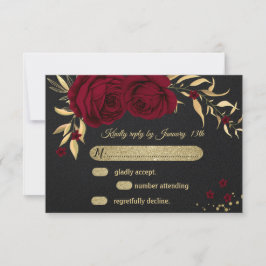 goldfarbene schwarze RSVP-Karte RSVP Karte