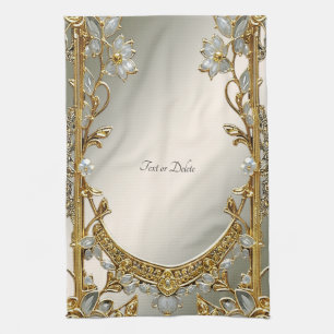 Goldfarbene Verzierte Küchenhandtücher Geschirrtuch