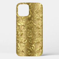 Goldfarbener Blumendamast mit goldenem Hintergrund