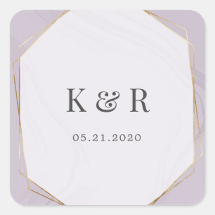 goldfarbener Marmorhochzeit monogramm quadratisch Quadratischer Aufkleber