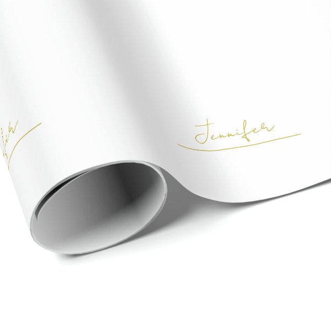 Goldfarbener Name professionell minimalist modern  Geschenkpapier (Rolleneckpunkt)