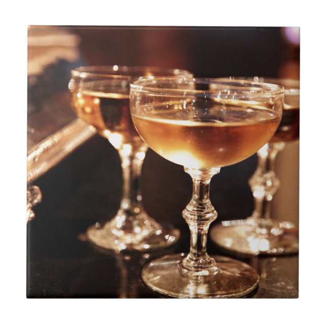 goldfarbener Sekttoast Fliese (Vorderseite)