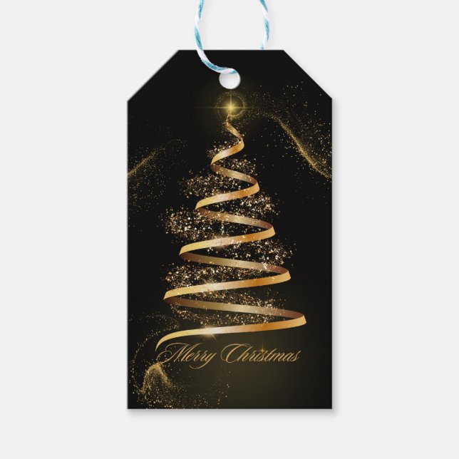 goldfarbener Weihnachtsbaumspass Geschenkanhänger (Vorderseite)