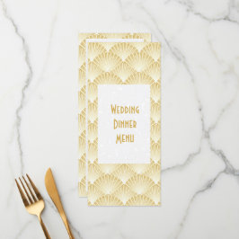 Goldfarbenes Art Deco Design Hochzeitsessen Menükarte