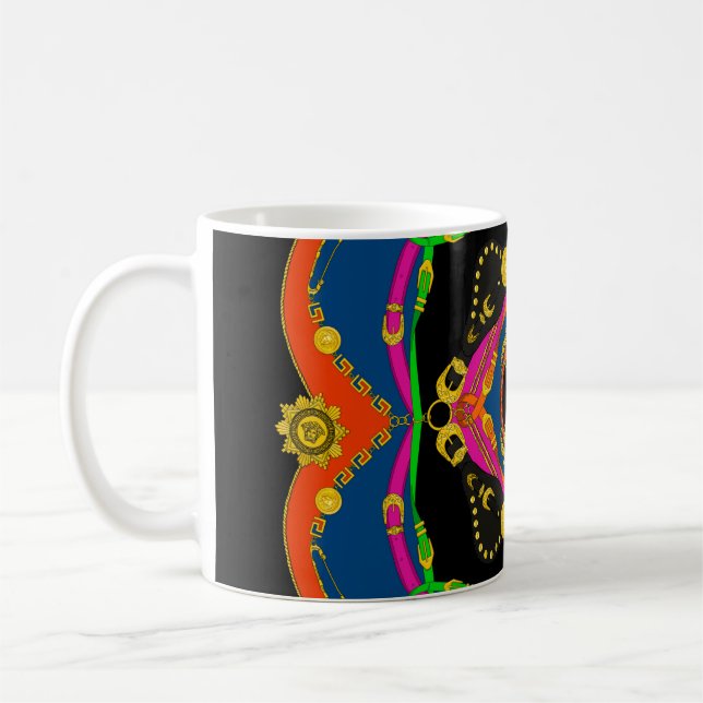 goldfarbenes Barock-, Ketten- und Gürtelmuster Kaffeetasse (Links)