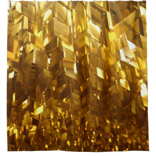 Goldfarbenes Fraktal Luxus Duschvorhang (Vorderseite)