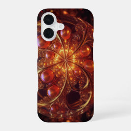 goldfarbenes und gelbes, transparentes Fraktal aus iPhone 16 Hülle