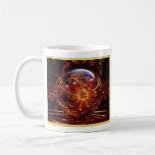 goldfarbenes und gelbes, transparentes Fraktal aus Kaffeetasse
