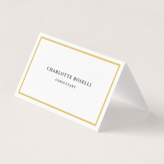 Goldfarbengrenzen Weiß Minimalistisch Beruflich Visitenkarten (Vorderseite)