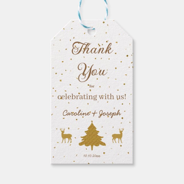 Goldfetti, Bäume und Glitzer Geschenkanhänger (Vorderseite)