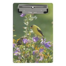 Goldfinch auf einer Harebell-Blume Mini Klemmbrett