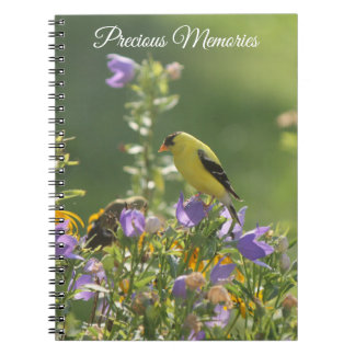 Goldfinch auf einer Harebell-Blume Notizblock