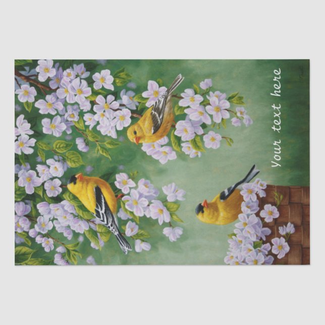 Goldfinch Birds & Apple Blossom-Blume Seidenpapier (Vorderseite)
