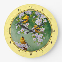 Goldfinch Birds & Apple Blossoms gelb