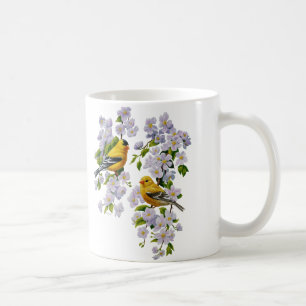 Goldfinch Birds & Blume U-Pick Hintergrundfarbe Kaffeetasse
