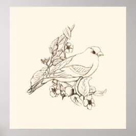 Goldfinch Black Line Zeichnend, Color It Poster