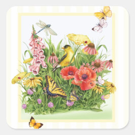 Goldfinch Garden Quadratischer Aufkleber