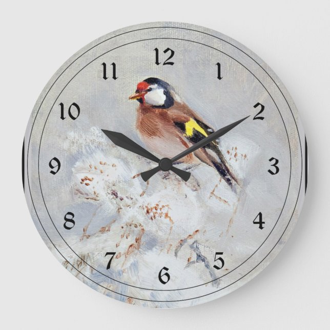 Goldfinch, Gemälde von Georg Stoopendaal Große Wanduhr (Vorderseite)