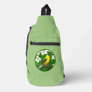 Goldfinch in Dogwood Blossoms Original Vogelkunst Crossbody Bag
