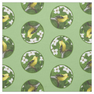 Goldfinch in Dogwood Blossoms Original Vogelkunst Stoff