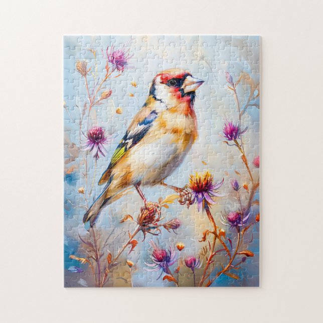 Goldfinch in Flight, Impressionist Style (Vertikal)