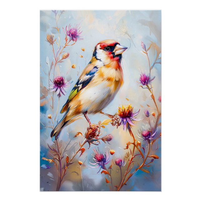 Goldfinch in Flight, Impressionist Style Poster (Vorderseite)