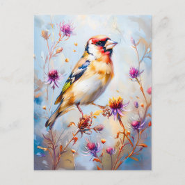 Goldfinch in Flight, Impressionist Style Postkarte