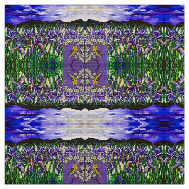 Goldfinch in Iris Fields Stoff (Muster)