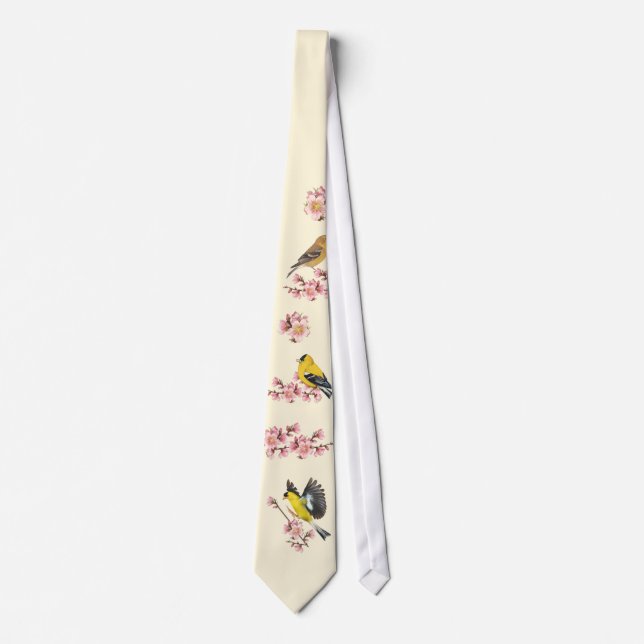Goldfinch-Kirschblüten-Krawatte Krawatte (Vorderseite)