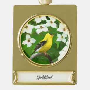 Goldfinch-Malerei - Niedliche Original-Hundeschich Banner-Ornament Gold