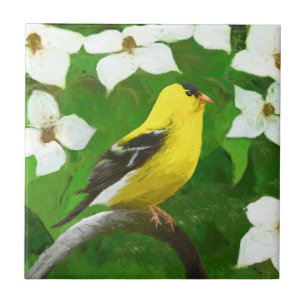 Goldfinch-Malerei - Niedliche Original-Hundeschich Fliese