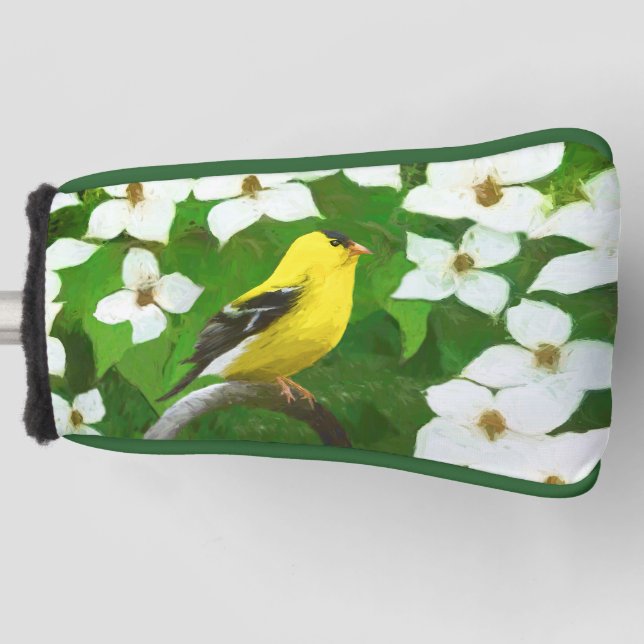 Goldfinch-Malerei - Niedliche Original-Hundeschich Golf Headcover (Vorderseite)