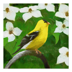 Goldfinch-Malerei - Niedliche Original-Hundeschich Poster
