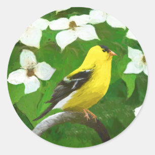 Goldfinch-Malerei - Niedliche Original-Hundeschich Runder Aufkleber