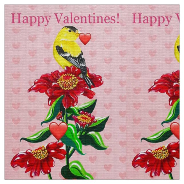 Goldfinch mit Herzstoff Stoff (Muster)