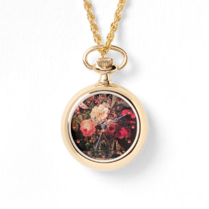 GOLDFINCH, PINKROSEN UND SCHALTFLÄCHE ARMBANDUHR