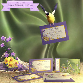 Goldfinch Spring Garden Wedding Cream RSVP Karte