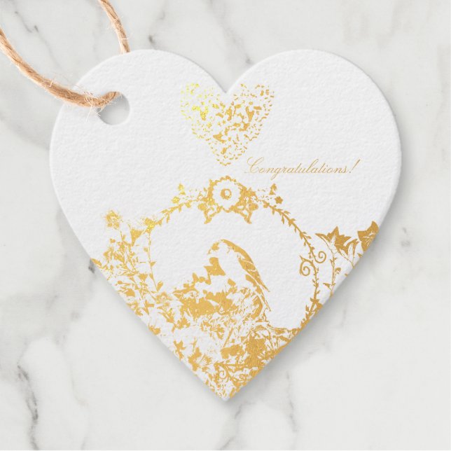 Goldfinch Spring Garden Wedding Creme Horizontal Geschenkanhänger (Vorderseite)